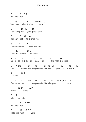 Reckoner Piano letter noten van Radiohead - Arr.Browneclaude Petmond