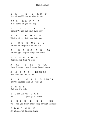 The Roller 鋼琴字母譜由 Beady Eye - 編曲 Acan Sailskiel