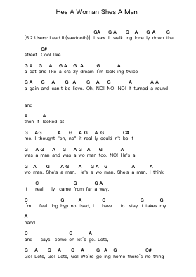 Hes A Woman Shes A Man Piano letter notes by Scorpions - Arr.Geofchael