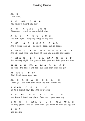 Saving Grace Nota surat piano oleh Pete Murray - Arr.Hoywoolf Lindses
