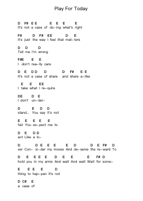 Play For Today Piano letter notes by The Cure - Arr.Birwylde