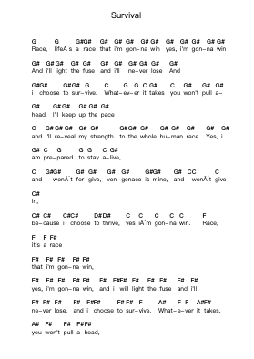 Survival Piano letter notes by Muse - Arr.Hodgdice