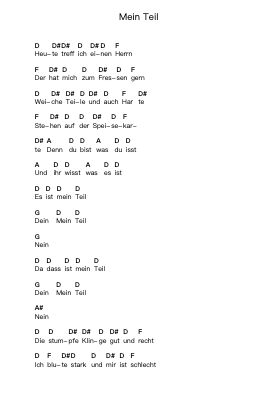 Mein Teil Piano letter notes by Rammstein - Arr.Pulip