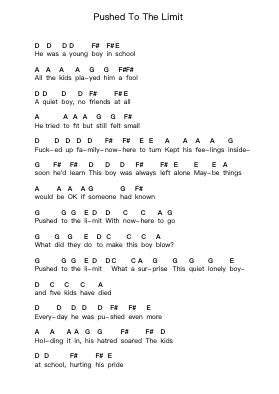 Pushed To The Limit Piano letter notes by The Devotchkas - Arr.Gembur