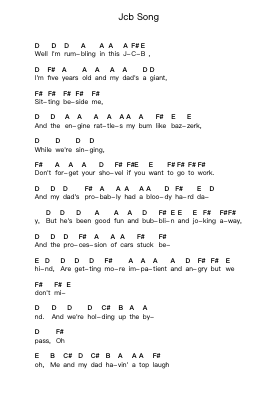 Jcb Song Piano letter notes by Nizlopi - Arr.Kylecroft Galeck