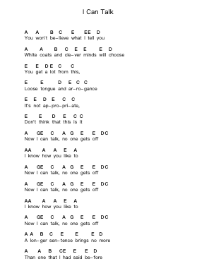 I Can Talk Piano letter notes by Two Door Cinema Club - Arr.Myrtours Hihill