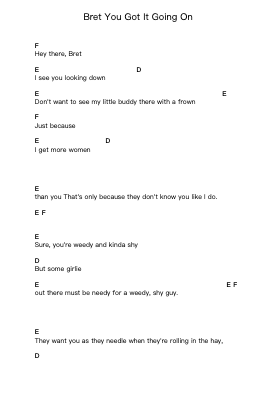 Bret You Got It Going On Klavierbuchstaben-Noten von Flight of the Conchords - Arr.Hugill