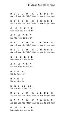O Azar Me Consome Piano letter notes by The Baggios - Arr.Hilltim Moobright