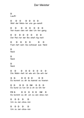 Der Meister Piano letter notes by Rammstein - Arr.Vithel