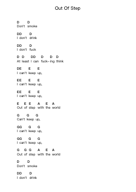Out Of Step Piano letter notes by Minor Threat - Arr.Grifdice