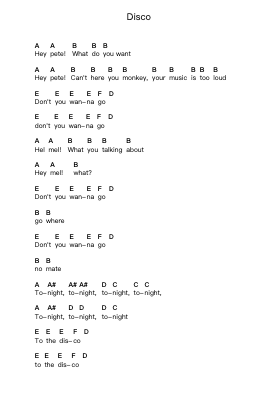 Disco Piano letter notes by The Adicts - Arr.Nanholt Walkchi