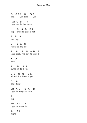 Movin On Piano letter notes by Bad Company - Arr.Colbard Ramsdick