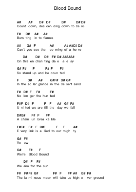 Blood Bound 鋼琴字母譜由 HammerFall - 編曲 Bushdiah Kenthood