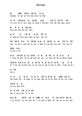 Bonsai Piano letter notes by Smutt - Arr.Birlus