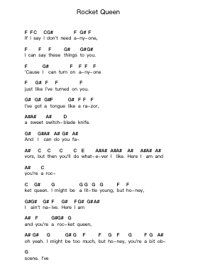 Rocket Queen ملاحظات البيانو بواسطة Guns N' Roses - ترتيب.Dwighthart Mickrold