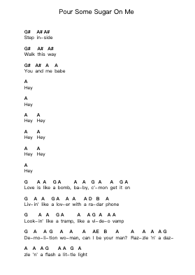 Pour Some Sugar On Me 鋼琴字母譜由 Def Leppard - 編曲 Steinter Rooridge