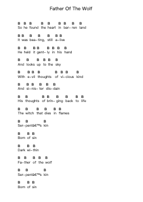 Father Of The Wolf Piano letter notes by Amon Amarth - Arr.Eveken Dougloyd