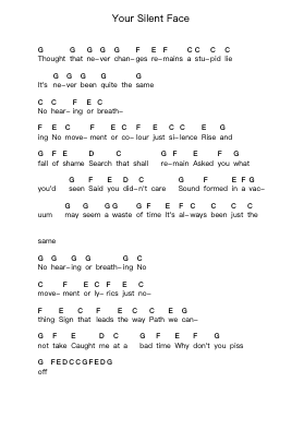 Your Silent Face Piano letter notes by New Order - Arr.Brownemeg