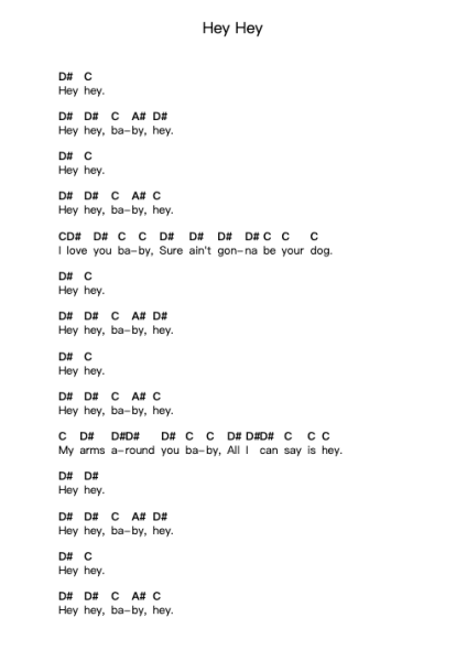 Hey Hey 钢琴字母谱由 Eric Clapton - 编曲 Jonessen Steinsia
