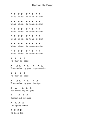 Rather Be Dead Piano letter notes by Refused - Arr.Kepnia Lilbohm