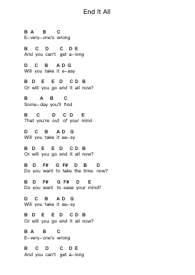 End It All ピアノの音符 by The Queers - Arr.Coto