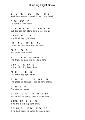Blinding Light Show Piano letter notes by Triumph - Arr.Gwensen