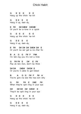 Chick Habit Piano letter notes by April March - Arr.Carlchols