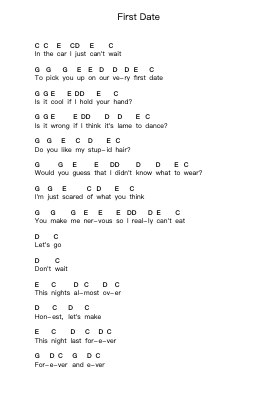 First Date Piano letter noten van Blink-182 - Arr.Branlaine