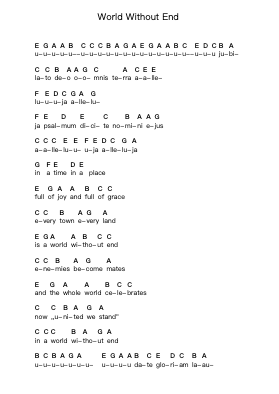 World Without End ピアノの音符 by Gregorian - Arr.Hewdys