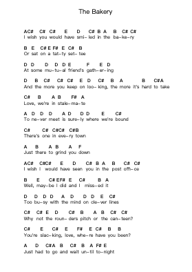 The Bakery Piano letter notes by Arctic Monkeys - Arr.Halemorse