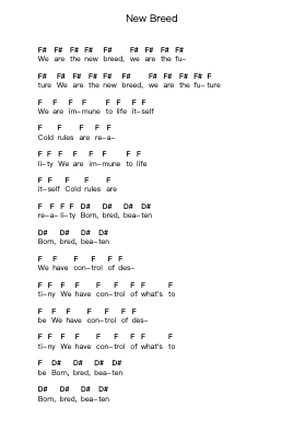 New Breed Piano letter notes by Fear Factory - Arr.Wrightac Phimaud