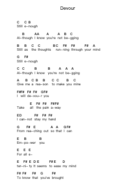 Devour Piano letter notes by Disturbed - Arr.Popthus
