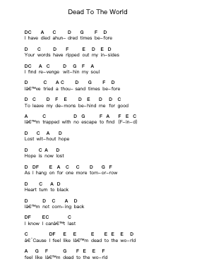Dead To The World ピアノの音符 by Bullet For My Valentine - Arr.Prupert Cookegram