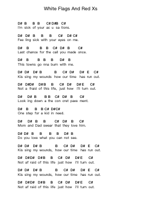 White Flags And Red Xs Piano letter notes by Alley Days - Arr.Bartnice