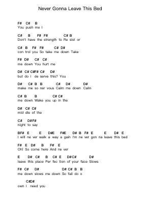Never Gonna Leave This Bed Piano letter notes by Maroon 5 - Arr.Pomeo Walshbee