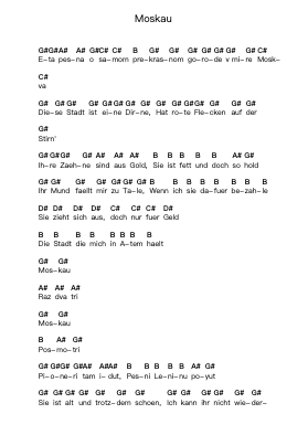 Moskau ピアノの音符 by Rammstein - Arr.Priestwylde Backcah