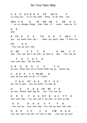 Go Your Own Way Piano letter noten van Fleetwood Mac - Arr.Sherkes Dofrank