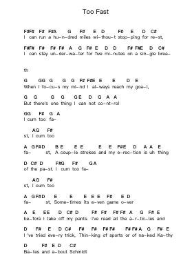 Too Fast Piano letter notes by Jon Lajoie - Arr.Sainsgen Junebrowne