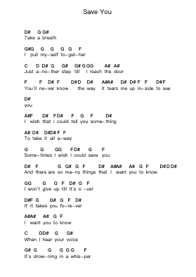 Save You Piano letter notes by Simple Plan - Arr.Faithevice