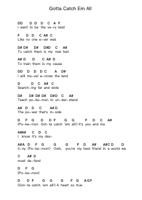 Gotta Catch Em All Piano letter notes by Siegler & Loeffler - Arr.Youngvian
