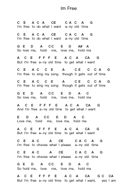 Im Free โน้ตตัวอักษรเปียโนโดย The Rolling Stones - Arr.Georpir Manback