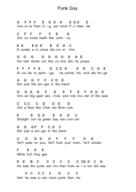 Punk Guy Piano letter notes by NOFX - Arr.Terharine Grovans