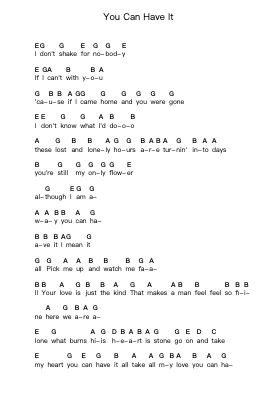 You Can Have It Catatan huruf piano oleh Outlaws - Arr.Gadam