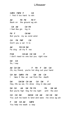 Lifesaver 鋼琴字母譜由 Sunrise Avenue - 編曲 Alkerr Wolfclife