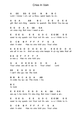 Cries In Vain Catatan huruf piano oleh Bullet For My Valentine - Arr.Uvey