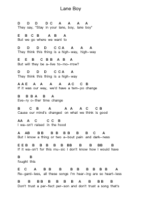 Lane Boy Klavierbuchstaben-Noten von twenty one pilots - Arr.Juddprice Maudrwood