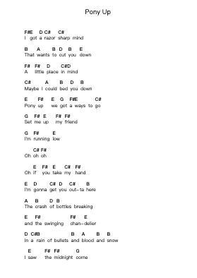 Pony Up Klavierbuchstaben-Noten von Kings of Leon - Arr.Olch