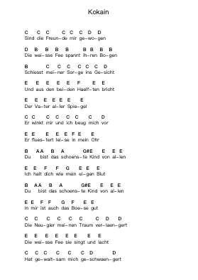 Kokain Notas de piano en letras por Rammstein - Arr.Branlaine