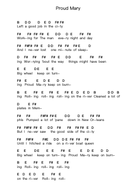 Proud Mary ピアノの音符 by Creedence Clearwater Revival - Arr.Glalain Borhys