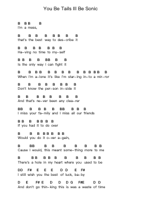 You Be Tails Ill Be Sonic Piano letter notes by A Day to Remember - Arr.Sysham